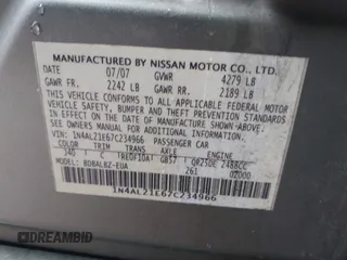 2007 Nissan Altima 2.5 S with VIN 1N4AL21E67C234966, listed as a IAAI auction lot 41910895 with 239,566 mi miles. Bid and sale history available at carsss.com. Image 9.