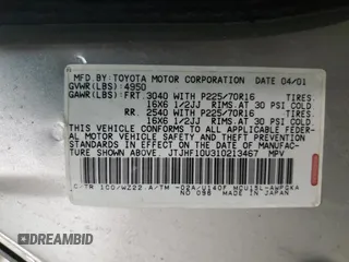 2001 Lexus RX 300 with VIN JTJHF10U310213467, listed as a Copart auction lot 83405024 with 177,059 mi miles and Salvage Title. Bid and sale history available at carsss.com. Image 16.