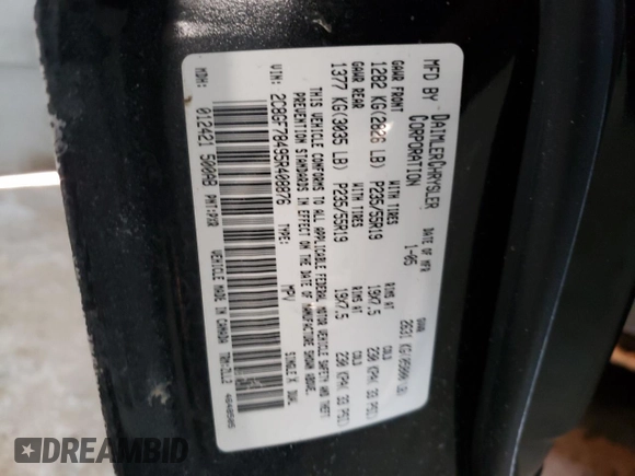 2005 Chrysler Pacifica с VIN 2C8GF78495R408876, выставлен на аукционе Copart как лот 45898265 с пробегом 63 902 миль миль и Чистый • Clean title. История ставок и продаж доступна на DreamBid. Изображение 13.