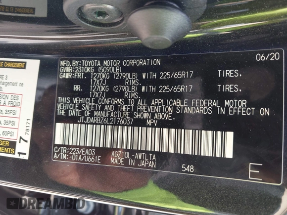 2020 Lexus NX 300 z VIN JTJDARBZ6L2176037, wystawiony jako IAAI lot #41952109 z przebiegiem 40 241 mil mil oraz . Historia ofert i sprzedaży dostępna na DreamBid. Obrazek 9.