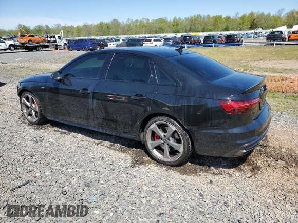 2023 Audi A4 S line Premium Plus with VIN WAUEAAF47PA005572, listed as a Copart auction lot 55026685 with 33,437 mi miles and Salvage Title. Bid and sale history available at DreamBid. Image 2.