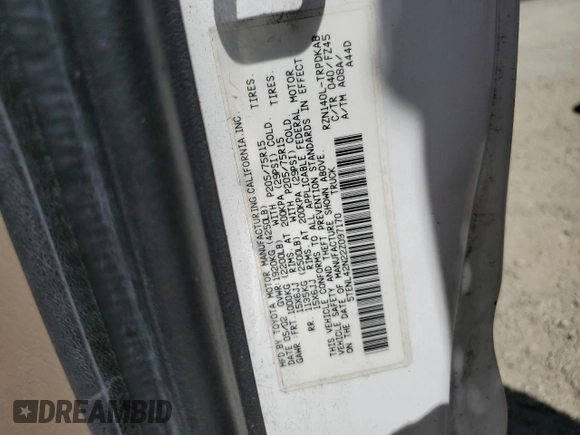 2002 Toyota Tacoma with VIN 5TENL42N22Z097170, listed as a Copart auction lot 58804945 with 103,290 mi miles and Salvage title. Bid and sale history available at DreamBid. Image 12.