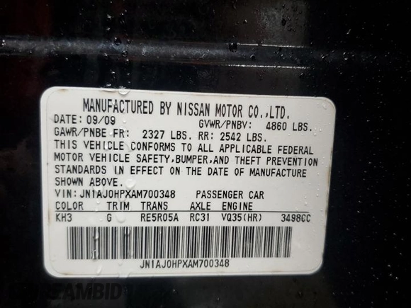 2010 Infiniti EX Journey with VIN JN1AJ0HPXAM700348, listed as a Copart auction lot 72987464 with 131,690 mi miles and Salvage Title. Bid and sale history available at DreamBid. Image 15.