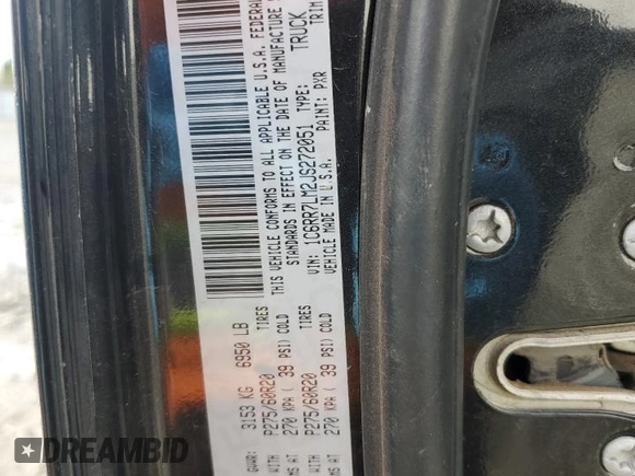 2018 Ram 1500 Big Horn with VIN 1C6RR7LM2JS272051, listed as a Copart auction lot 50595145 with 149,838 mi miles and Salvage Title. Bid and sale history available at carsss.com. Image 12.