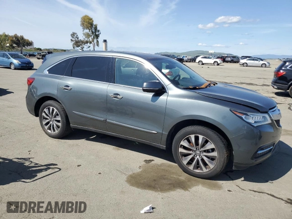 2015 Acura MDX Tech Pkg with VIN 5FRYD3H45FB005204, listed as a Copart auction lot 49909375 with 107,281 mi miles and Salvage Title. Bid and sale history available at carsss.com. Image 4.