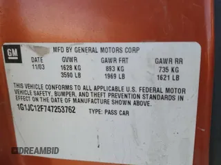 2004 Chevrolet Cavalier с VIN 1G1JC12F747253762, выставлен на аукционе Copart как лот 51653745 с пробегом 344 610 миль миль и Списание • Salvage title. История ставок и продаж доступна на DreamBid. Изображение 12.