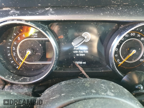 2020 Jeep Wrangler Unlimited Sahara with VIN 1C4HJXEN0LW168087, listed as a Copart auction lot 48048495 with 73,750 mi miles and Salvage Title. Bid and sale history available at carsss.com. Image 9.