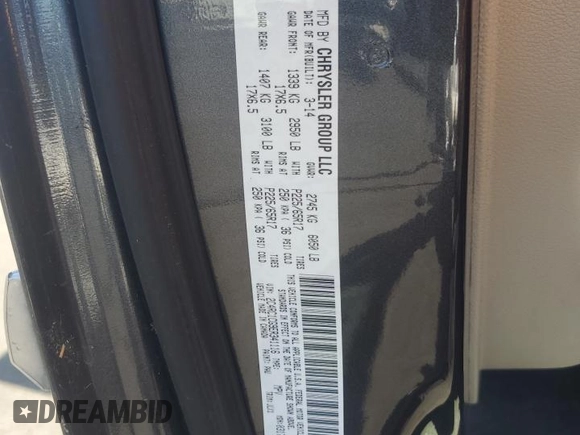 2014 Chrysler Town & Country Touring L 30th Anniversary with VIN 2C4RC1CG9ER341116, listed as a Copart auction lot 54783705 with 188,355 mi miles and Clean Title. Bid and sale history available at DreamBid. Image 13.