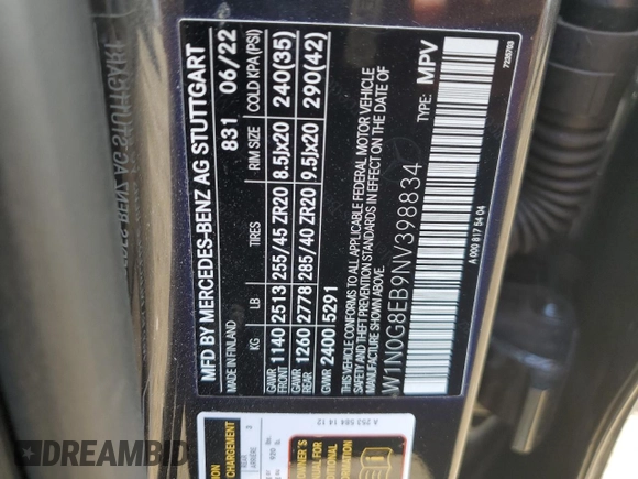 2022 Mercedes-Benz GLC 300 with VIN W1N0G8EB9NV398834, listed as a Copart auction lot 52667435 with 12,018 mi miles and Salvage Title. Bid and sale history available at DreamBid. Image 12.