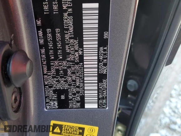 2018 Toyota Highlander Limited z VIN 5TDYZRFH1JS255314, wystawiony jako Copart lot #52329655 z przebiegiem 84 037 mil mil oraz Szkoda całkowita • Salvage title. Historia ofert i sprzedaży dostępna na DreamBid. Obrazek 15.