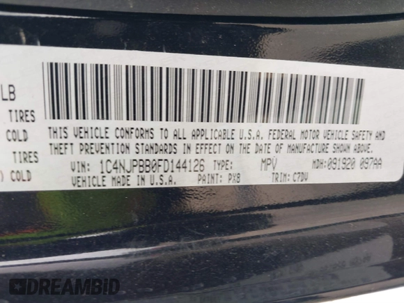 2015 Jeep Patriot Sport with VIN 1C4NJPBB0FD144126, listed as a IAAI auction lot 41745818 with 148,116 mi miles. Bid and sale history available at carsss.com. Image 9.