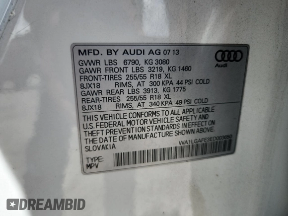 2014 Audi Q7 Premium Plus z VIN WA1LGAFE3ED003650, wystawiony jako Copart lot #64277325 z przebiegiem 167 169 mil mil oraz Szkoda całkowita • Salvage title. Historia ofert i sprzedaży dostępna na DreamBid. Obrazek 14.