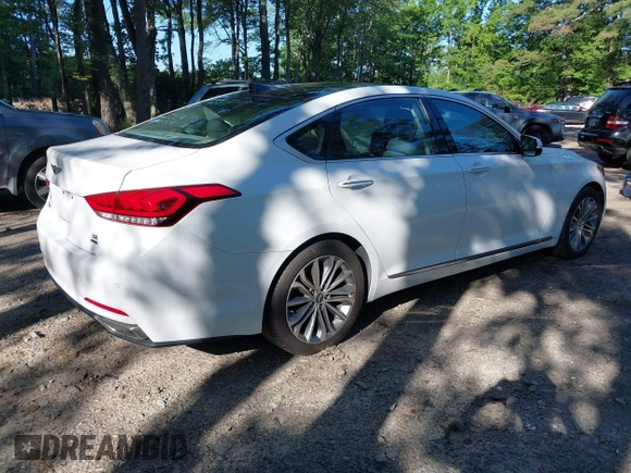 2017 Genesis G80 3.8L z VIN KMHGN4JE6HU168680, wystawiony jako IAAI lot #42524348 z przebiegiem 65 864 mil mil oraz . Historia ofert i sprzedaży dostępna na DreamBid. Obrazek 4.