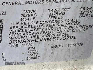 2021 Chevrolet Equinox LS z VIN 3GNAXFEV9MS175201, wystawiony jako IAAI lot #42495755 z przebiegiem 114 474 mil mil oraz . Historia ofert i sprzedaży dostępna na DreamBid. Obrazek 16.
