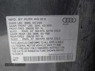 2014 Audi Q7 3.0T S line Prestige with VIN WA1DGAFE9ED005679, listed as a IAAI auction lot 42010534 with 46,235 mi miles. Bid and sale history available at carsss.com. Image 9.