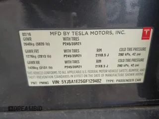2016 Tesla Model S 90D with VIN 5YJSA1E25GF129482, listed as a IAAI auction lot 42588913 with 101,790 mi miles and . Bid and sale history available at DreamBid. Image 9.