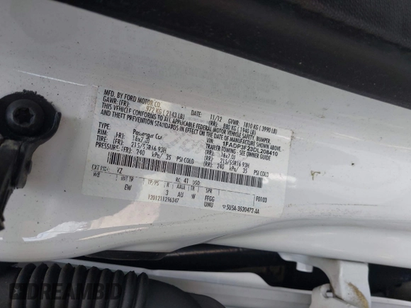 2013 Ford Focus SE with VIN 1FADP3F23DL208410, listed as a IAAI auction lot 42542892 with 111,392 mi miles and . Bid and sale history available at DreamBid. Image 9.
