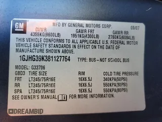 2008 GMC Savana with VIN 1GJHG39K381127764, listed as a Copart auction lot 47030445 with 117,281 mi miles and Salvage Title. Bid and sale history available at carsss.com. Image 13.