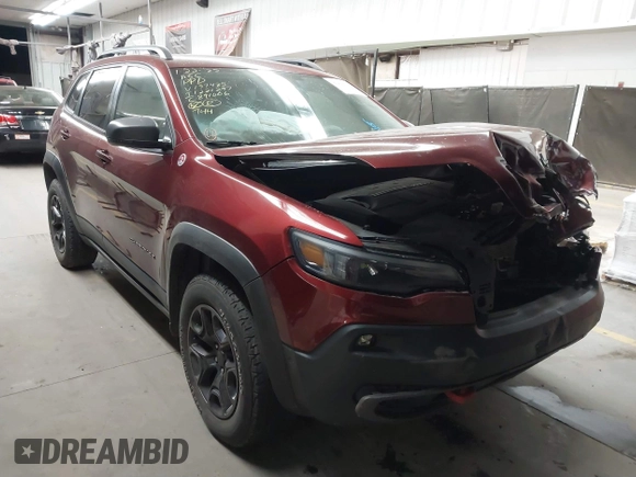 2019 Jeep Cherokee Trailhawk Elite with VIN 1C4PJMBX9KD157485, listed as a IAAI auction lot 41419531 with 63,208 mi miles. Bid and sale history available at carsss.com. Image 1.