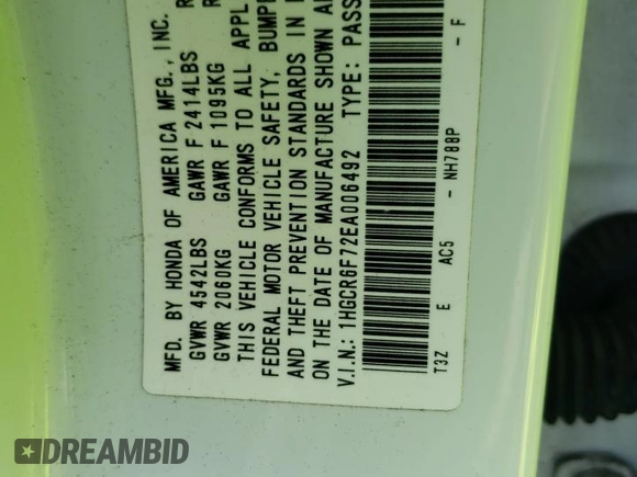 2014 Honda Accord Touring z VIN 1HGCR6F72EA006492, wystawiony jako Copart lot #71934982 z przebiegiem 206 848 mil mil oraz Szkoda całkowita • Salvage title. Historia ofert i sprzedaży dostępna na DreamBid. Obrazek 12.