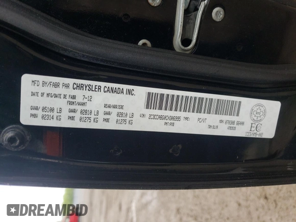2012 Chrysler 300 S z VIN 2C3CCABG0CH306995, wystawiony jako Copart lot #58811675 z przebiegiem 127 498 mil mil oraz Szkoda całkowita • Salvage title. Historia ofert i sprzedaży dostępna na DreamBid. Obrazek 12.