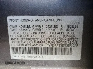 2020 Acura ILX w/Premium/A-SPEC Pkg with VIN 19UDE2F83LA005558, listed as a Copart auction lot 70951894 with 44,913 mi miles and Salvage Title. Bid and sale history available at carsss.com. Image 12.