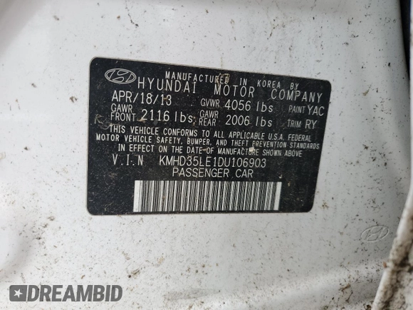 2013 Hyundai Elantra GT with VIN KMHD35LE1DU106903, listed as a Copart auction lot 72471284 with 0 mi miles and Clean Title. Bid and sale history available at carsss.com. Image 12.
