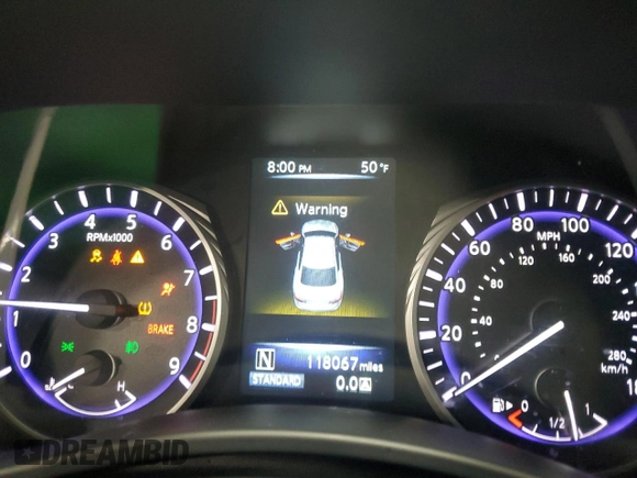 2015 Infiniti Q50 with VIN JN1BV7AR8FM400621, listed as a Copart auction lot 51675905 with 118,067 mi miles and Salvage title. Bid and sale history available at DreamBid. Image 9.