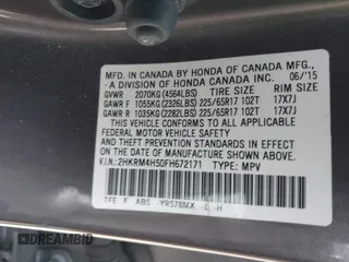 2015 Honda CR-V EX with VIN 2HKRM4H50FH672171, listed as a IAAI auction lot 42103730 with 276,702 mi miles and . Bid and sale history available at DreamBid. Image 9.