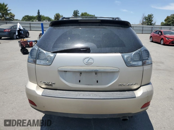 2006 Lexus RX 400h with VIN JTJHW31U660033319, listed as a Copart auction lot 62395705 with 246,546 mi miles and Clean title. Bid and sale history available at DreamBid. Image 6.
