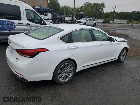 2018 Genesis G80 3.8L with VIN KMHGN4JE0JU240981, listed as a Copart auction lot 72947044 with 43,870 mi miles and Salvage Title. Bid and sale history available at carsss.com. Image 3.