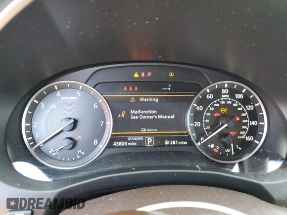 2022 Infiniti QX50 AUTOGRAPH with VIN 3PCAJ5DBXNF109603, listed as a Copart auction lot 53852894 with 43,803 mi miles and Salvage Title. Bid and sale history available at carsss.com. Image 9.