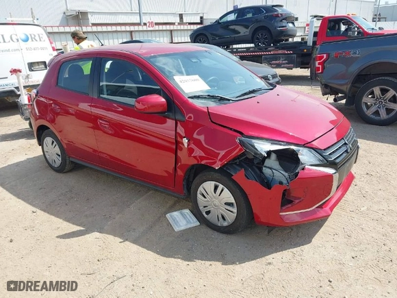 2024 Mitsubishi Mirage ES with VIN ML32AUHJ7RH009094, listed as a IAAI auction lot 42057600 with 23,165 mi miles. Bid and sale history available at carsss.com. Image 3.