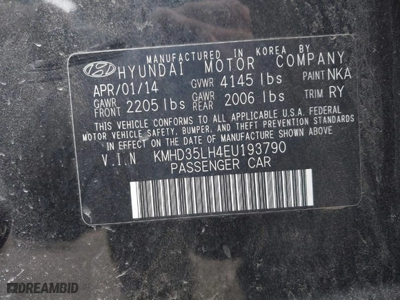 2014 Hyundai Elantra GT with VIN KMHD35LH4EU193790, listed as a IAAI auction lot 41237078 with NaN miles. Bid and sale history available at carsss.com. Image 9.