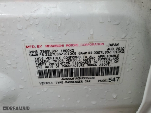 2011 Mitsubishi Lancer ES with VIN JA32U2FUXBU005638, listed as a Copart auction lot 42719695 with 126,078 mi miles and Salvage Title. Bid and sale history available at carsss.com. Image 12.