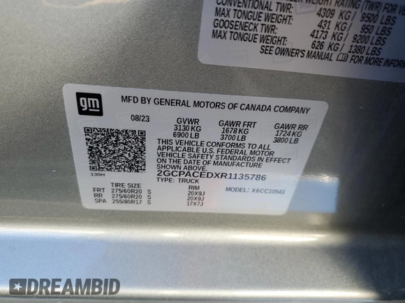 2024 Chevrolet Silverado 1500 LT with VIN 2GCPACEDXR1135786, listed as a Copart auction lot 60691394 with 25,606 mi miles and Salvage Title. Bid and sale history available at DreamBid. Image 12.