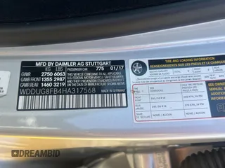 2017 Mercedes-Benz S 550 with VIN WDDUG8FB4HA317568, listed as a Copart auction lot 54989555 with 43,309 mi miles and Salvage Title. Bid and sale history available at carsss.com. Image 10.