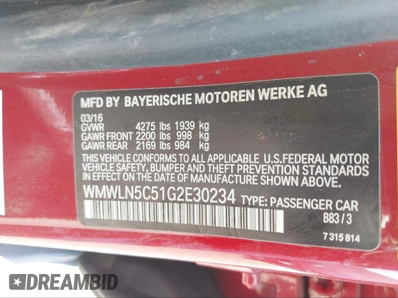 2016 MINI Clubman z VIN WMWLN5C51G2E30234, wystawiony jako IAAI lot #41408299 z przebiegiem 81 895 mil mil oraz . Historia ofert i sprzedaży dostępna na DreamBid. Obrazek 9.