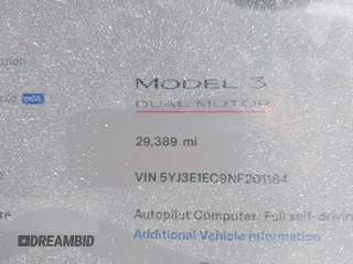 2022 Tesla Model 3 Performance with VIN 5YJ3E1EC9NF201184, listed as a IAAI auction lot 41534959 with 29,389 mi miles and . Bid and sale history available at DreamBid. Image 7.