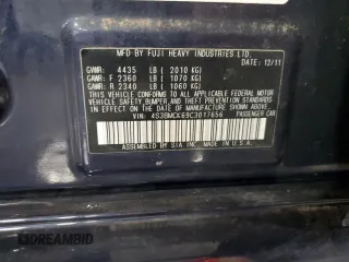 2012 Subaru Legacy Limited with VIN 4S3BMCK69C3017656, listed as a Copart auction lot 56147285 with 99,631 mi miles and Salvage title. Bid and sale history available at DreamBid. Image 12.