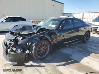 2022 Dodge Charger Scat Pack with VIN 2C3CDXGJXNH180037, listed as a Copart auction lot 77573324 with 15,583 mi miles and Salvage Title. Bid and sale history available at carsss.com. Image 1.