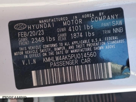 2023 Hyundai Elantra N with VIN KMHLW4AK5PU014560, listed as a Copart auction lot 76292834 with 47,215 mi miles and Salvage Title. Bid and sale history available at carsss.com. Image 14.
