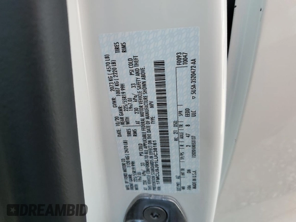 2020 Ford Escape Titanium with VIN 1FMCU9J91LUC38161, listed as a Copart auction lot 64293535 with 48,682 mi miles and Salvage title. Bid and sale history available at DreamBid. Image 13.