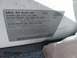 2019 Audi SQ5 Premium with VIN WA1A4AFY6K2118583, listed as a IAAI auction lot 41884718 with 101,266 mi miles and . Bid and sale history available at DreamBid. Image 9.