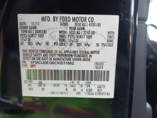 2012 Ford Escape Limited with VIN 1FMCU0EG0CKB31862, listed as a IAAI auction lot 42002025 with 85,562 mi miles. Bid and sale history available at carsss.com. Image 9.