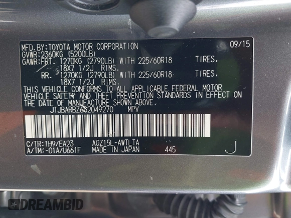 2016 Lexus NX 200t with VIN JTJBARBZ6G2049270, listed as a IAAI auction lot 42111947 with 189,706 mi miles. Bid and sale history available at carsss.com. Image 9.
