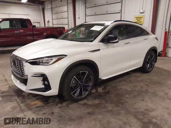 2023 Infiniti QX55 Essential with VIN 3PCAJ5KR3PF121093, listed as a IAAI auction lot 42286924 with 26,165 mi miles and . Bid and sale history available at DreamBid. Image 2.