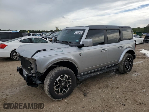 2024 Ford Bronco Outer Banks z VIN 1FMDE8BH6RLA98169, wystawiony jako Copart lot #51036615 z przebiegiem 3 859 mil mil oraz Szkoda całkowita • Salvage title. Historia ofert i sprzedaży dostępna na DreamBid. Obrazek 1.