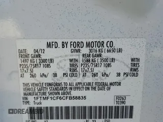 2012 Ford F-150 XL with VIN 1FTMF1CF6CFB58835, listed as a Copart auction lot 80748034 with 134,130 mi miles and Salvage Title. Bid and sale history available at carsss.com. Image 14.