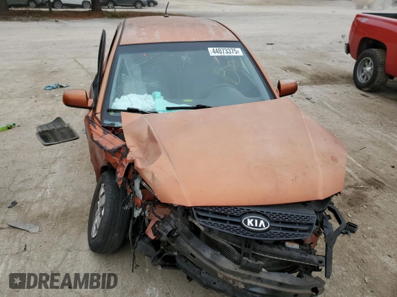 2009 Kia Rio LX with VIN KNADE243196548504, listed as a Copart auction lot 44073375 with 0 mi miles and Salvage Title. Bid and sale history available at carsss.com. Image 5.